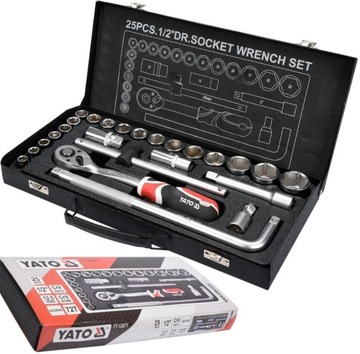 НАБОР ИНСТРУМЕНТОВ YATO 1/2, 25 ШТ. ТОРЦЕВЫЕ КЛЮЧИ С ТРЕЩОТКОЙ YT-12671