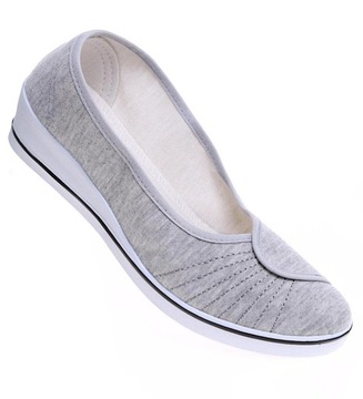 Szare damskie tenisówki slip on na niskim koturnie Buty z tkaniny 15891 38