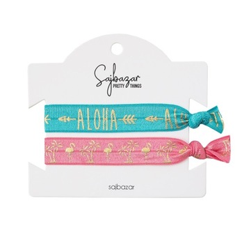 Zestaw 2w1 bransoletka gumka do włosów boho aloha flaming - 2 sztuki