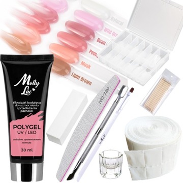 Mollylac ZESTAW AKRYLOŻEL budujący POLY GEL 30ml