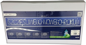 WĄŻ ŚWIETLNY SYLWESTER NOWY ROK 280CM BANER LED DEKORACJA NAPIS ŚWIECĄCY