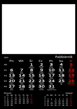 fotokalendarz biurkowy CZARNY - Twoje zdjęcia Oznaczone święto WIGILIA