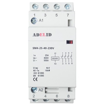 МОДУЛЬНЫЙ КОНТАКТОР 25-40 230В 25А 2P 4Z 3-ФАЗНЫЙ