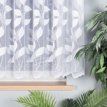 Firanka z taśmą biała + wzór po całości 400x160 cm