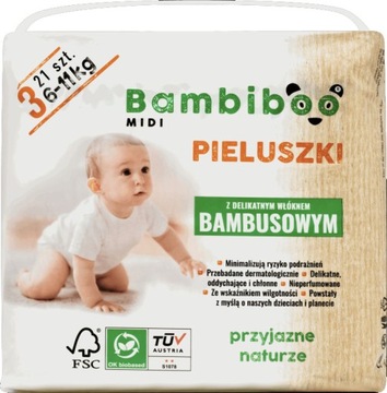 Pieluszki Bambiboo pieluchy rozmiar 3 - 21 szt.