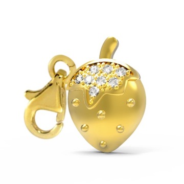 ЗОЛОТЫЕ ПОДВЕСКИ КЛУБНИКА КЛУБНИКА ЦИРКОНИЙ 585