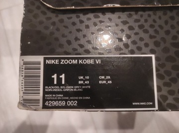Коллекционные кроссовки Nike Zoom Kobe 6 r45 EU