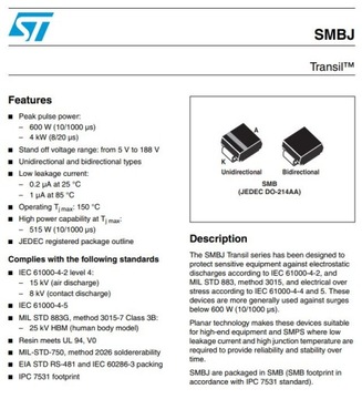 SMBJ33A Transil 33В 600Вт 1-контурный DO-214AA [4шт]