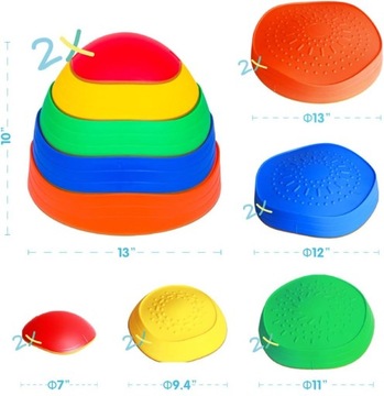 Сенсорная дорожка Разноцветные камешки для тренировки баланса 10 шт.