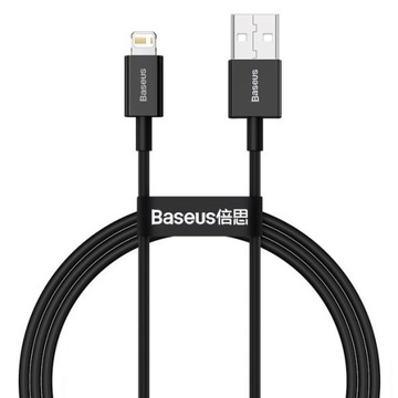 Kabel USB do Apple Lightning 8-pin BASEUS 2,4A 1 metr czarny 100cm mocny