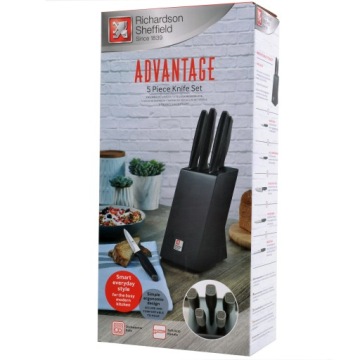 НАБОР КУХОННЫХ НОЖЕЙ RICHARDSON ADVANTAGE 5 ШТ. В ЧЕРНОМ БЛОКЕ
