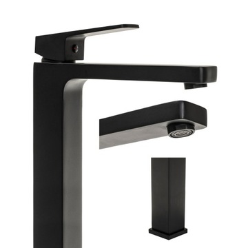 Отдельностоящий смеситель для умывальника на столешнице, черный смеситель-чердак