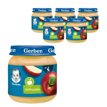 ZESTAW 6X GERBER PRZETARTE JABŁKA DESEREK DLA DZIECI 130 G