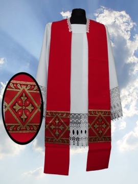 Stuła kapłańska tkana czerwona 01