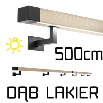 Poręcz ścienna drewniana z oświetleniem LED 500cm