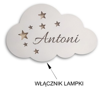 lampka led dekoracyjna z IMIENIEM chmurka gwiazdki