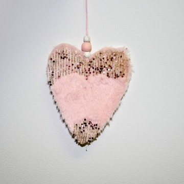 OZDOBA CHOINKOWA RÓŻOWE SERCE 23CM PREZENT OZDOBA