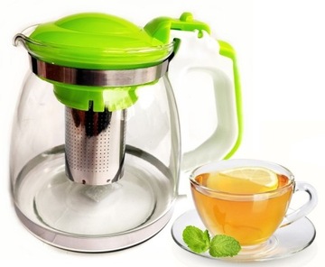 Стеклянный чайник, заварочный узел + вставка с заварочным устройством, большой, 1,8 л, стекло