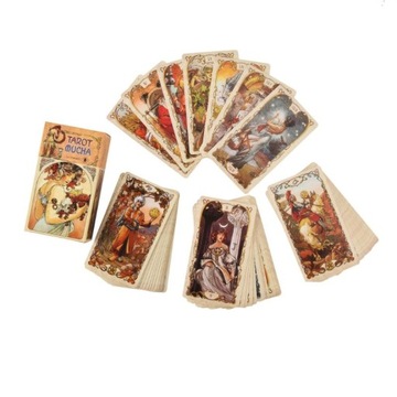 78 sztuk angielski Tarot Mucha karty Deck wróżby O