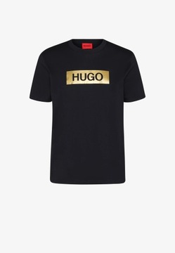 HUGO czarny t-shirt koszulka meska logo napis HUGO BOSS r.L