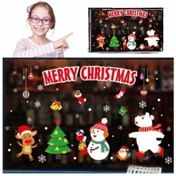 NAKLEJKI ŚWIĄTECZNE NA OKNO MIKOŁAJ ŚNIEŻYNKI