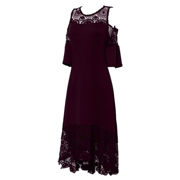 women dress Fashion Womens Lace Stitching Ruffle S