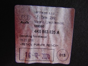 AUDI A6 C8 TLUMENÍ PODPOŘÍ KAPOTY