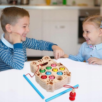 Деревянная игрушка для рыбалки, развивающие игрушки