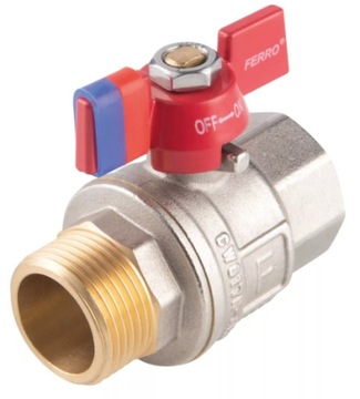 Zawór kulowy nyplowy Ferro F-Power 3/4'' motylek