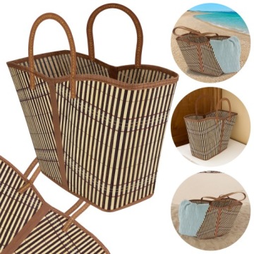 Экологичная бамбуковая сумка для покупок, эковместительная для пикника