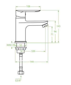 Смеситель для ванны на 1 отверстие STANDING + WASHBASIN