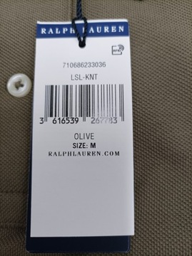 Polo Ralph Lauren, bluzka męska polo z długim rękawem, oliwkowa, r.M