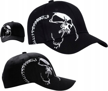 Регулируемая мужская черная хлопковая бейсболка в стиле панк с черепом