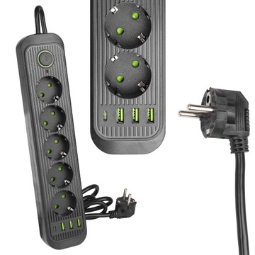 Przedłużacz Modi czarny 5x230V + 3x USB-A 1x USB-C