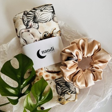 Резинка для волос из атласа бежевого цвета