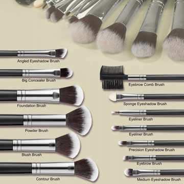 Набор кистей для макияжа из 13 шт. с пуховкой для