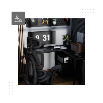 Офисный стол с полками Mark Adler Leader 5.8 Black FLEXIBLE FITTING