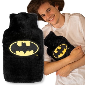 Duży TERMOFOR gumowy PLUSZOWY BATMAN SOXO termofor na wodę w pokrowcu 1,8l