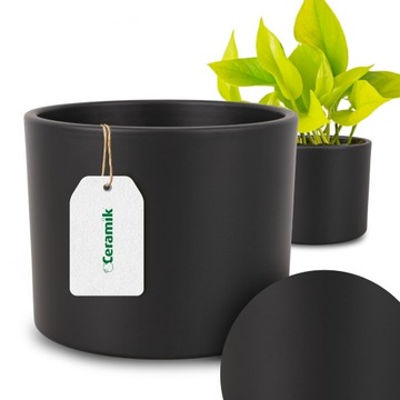 DONICA DONICZKA CERAMICZNA CZARNA OSŁONKA DO KWIATÓW ROŚLIN 28CM