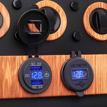 АВТОМОБИЛЬНОЕ ЗАРЯДНОЕ УСТРОЙСТВО 2xUSB QC3.0 СЕНСОРНЫЙ ВОЛЬТМЕТР