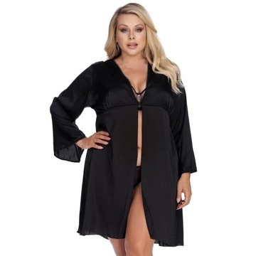 Laura czarny luźny szlafrok satynowy 5XL/6XL Anais