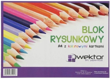 Blok RYSUNKOWY Wektor z kolorowymi kartkami A4