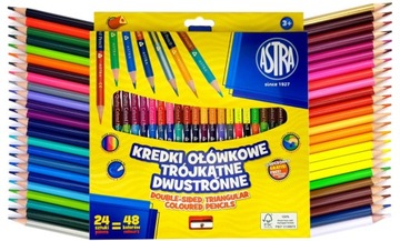 Kredki dwustronne trójkątne ASTRA 24szt 48 kolorów
