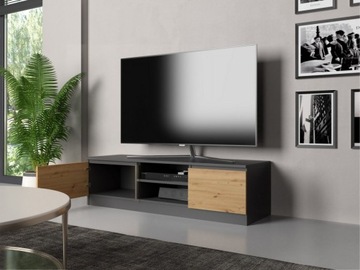 STOLIK SZAFKA RTV LCD 140CM ANTRACYT-DĄB ARTISAN
