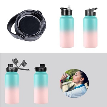 ТЕРМОБУТЫЛКА ТЕРМОКОФЕ И ЧАЙ 1Л С ТРЕМЯ КРЫШКАМИ + СОЛОМОЧКА