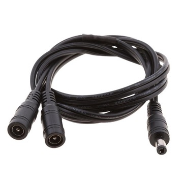 Kabel zasilający DC z 1 wtyczką męską na 2 żeńskie gniazda jack