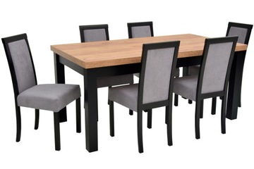 Stół 90x170/250 cm CRAFT i 6 krzeseł drewnianych