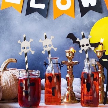 СОЛОМКА «ХЭЛЛОУИН ЧЕРЕП» 19,5см 50ШТ.