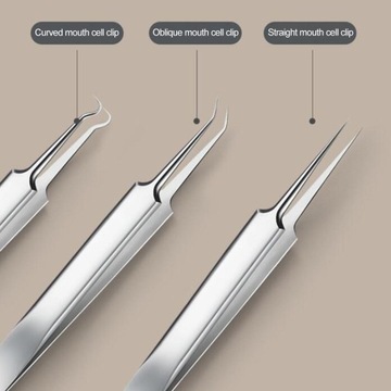 Пинцет для удаления черных точек. Удалите изогнутые черные точки.