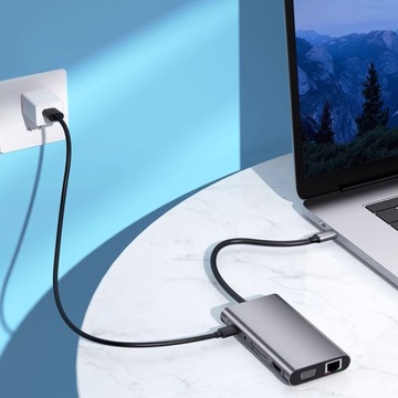 АДАПТЕР-концентратор-разветвитель USB C LAN HDMI 4K D-SUB VGA SD AUX USB 11 в 1